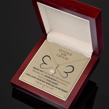 Mother of the Groom Necklace –Alluring Beauty Necklace - Double Heart - Linen