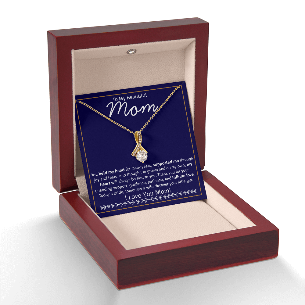 To My Beautiful Mom | Alluring Beauty Necklace | Gold Bolder Blue Background