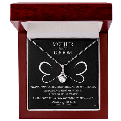 Mother of the Groom Necklace –Alluring Beauty Necklace - Double Heart Black