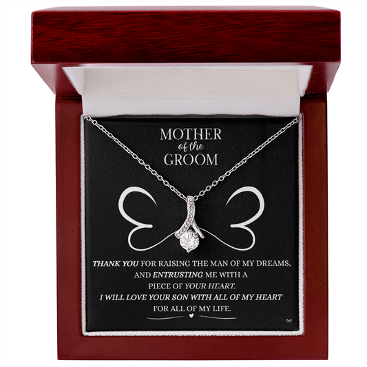 Mother of the Groom Necklace –Alluring Beauty Necklace - Double Heart Black