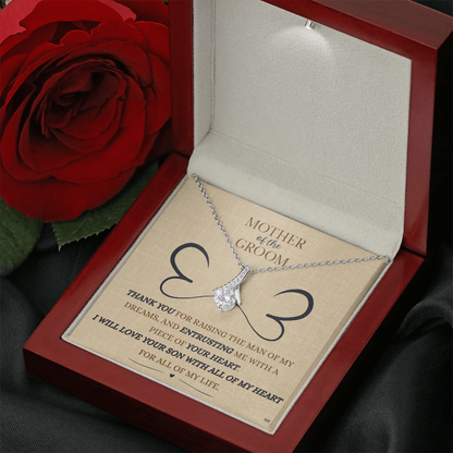 Mother of the Groom Necklace –Alluring Beauty Necklace - Double Heart - Linen