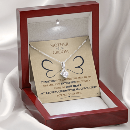 Mother of the Groom Necklace –Alluring Beauty Necklace - Double Heart - Linen