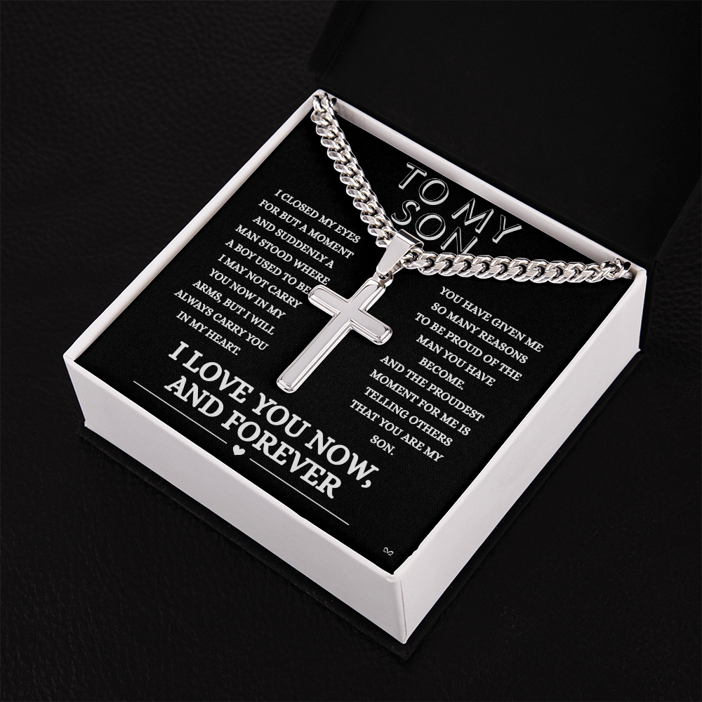 Honor, Faith, Legacy – Cross Necklace Gift for My Son - Forever- Black