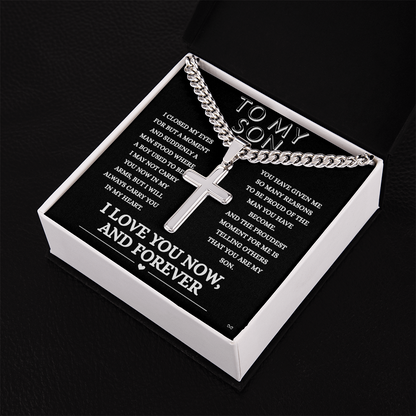 Honor, Faith, Legacy – Cross Necklace Gift for My Son - Forever- Black