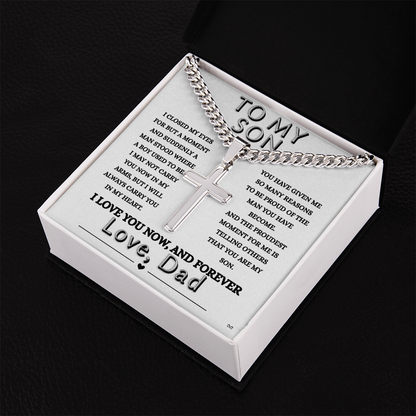 Honor, Faith, Legacy – Cross Necklace Gift for My Son - From Dad - White