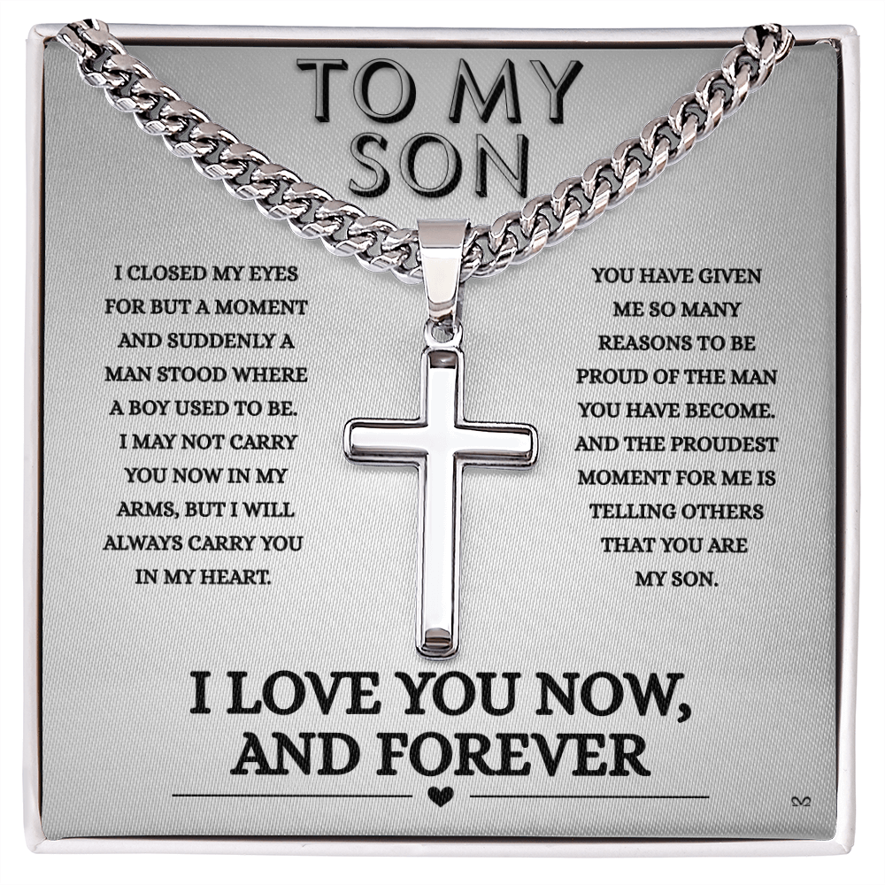 Honor, Faith, Legacy – Cross Necklace Gift for My Son - Forever- Shadowed