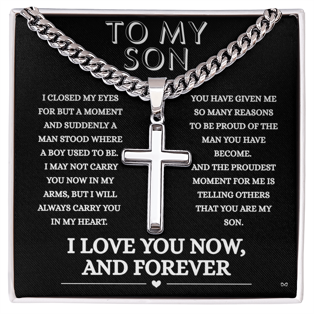 Honor, Faith, Legacy – Cross Necklace Gift for My Son - Forever- Black