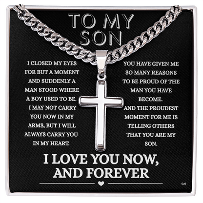 Honor, Faith, Legacy – Cross Necklace Gift for My Son - Forever- Black