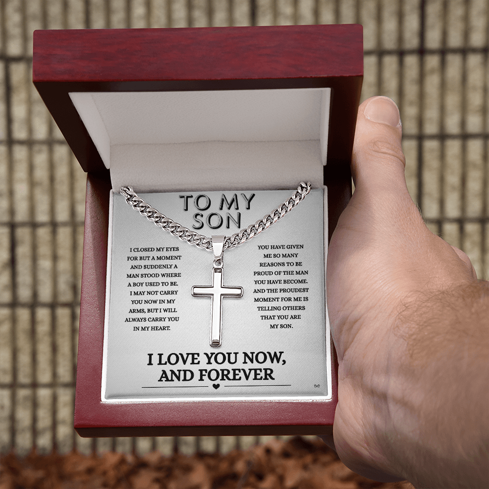 Honor, Faith, Legacy – Cross Necklace Gift for My Son - Forever- Shadowed