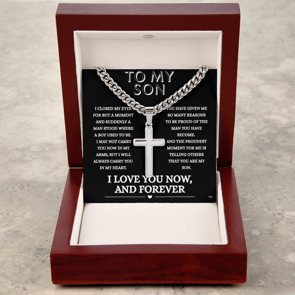 Honor, Faith, Legacy – Cross Necklace Gift for My Son - Forever- Black
