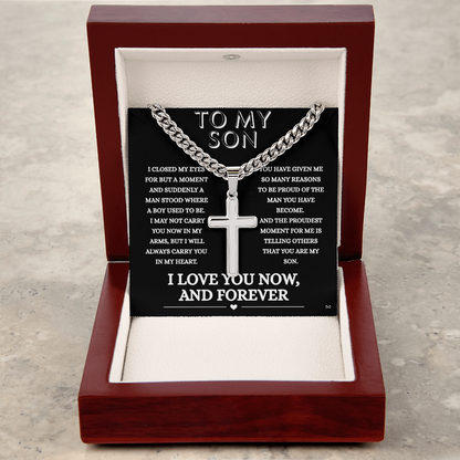 Honor, Faith, Legacy – Cross Necklace Gift for My Son - Forever- Black