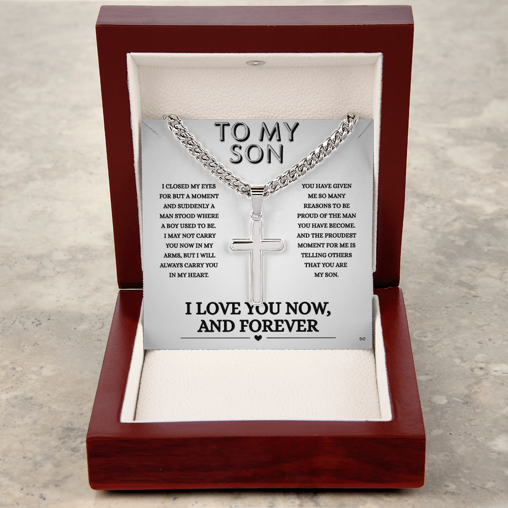 Honor, Faith, Legacy – Cross Necklace Gift for My Son - Forever- Shadowed