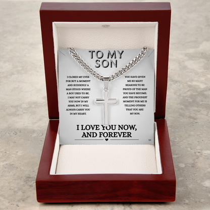 Honor, Faith, Legacy – Cross Necklace Gift for My Son - Forever- Shadowed