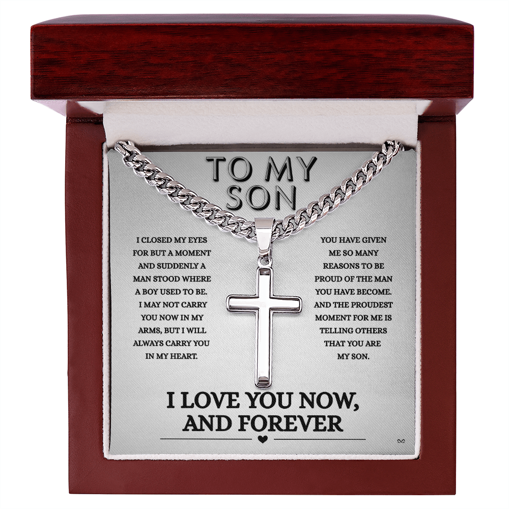 Honor, Faith, Legacy – Cross Necklace Gift for My Son - Forever- Shadowed
