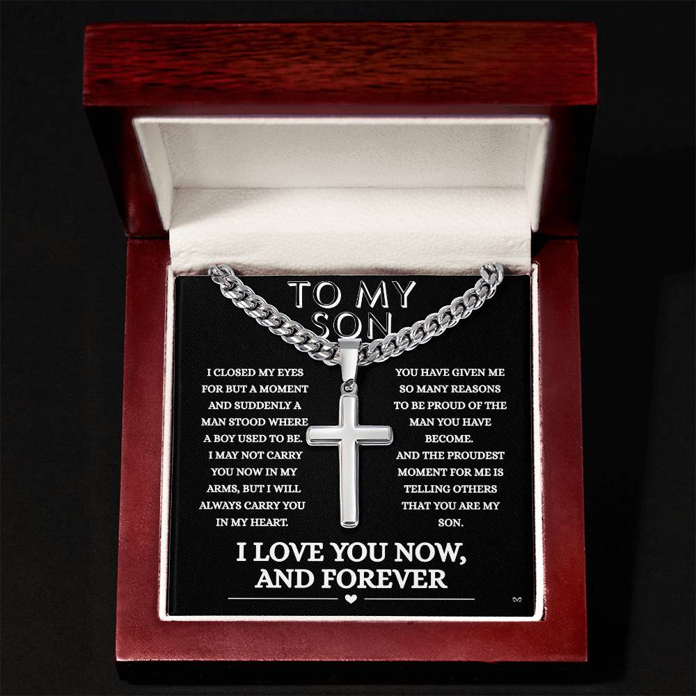 Honor, Faith, Legacy – Cross Necklace Gift for My Son - Forever- Black