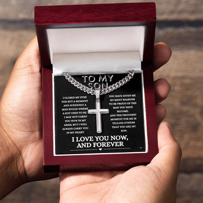 Honor, Faith, Legacy – Cross Necklace Gift for My Son - Forever- Black